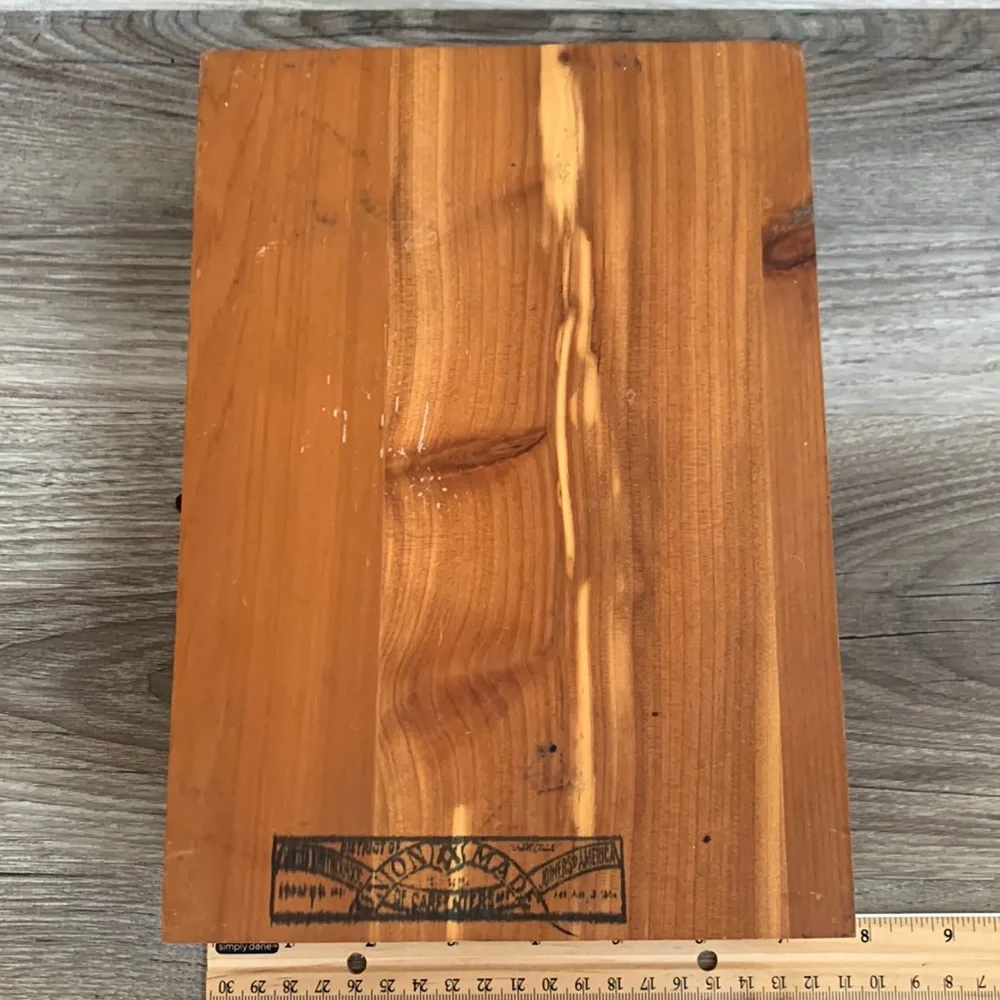 Vintage Handmade Carpenters Union Cedar Wood Holy Bible Wooden Case Memorial Box